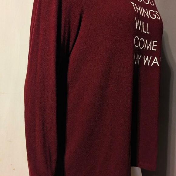 Peace, love world yoga soft long sleeve  workout x-large burgundy wine positive - Picture 6 of 10